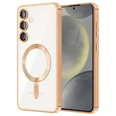 Husa compatibila cu Samsung Galaxy A55, Model MagSafe, contur Gold Husa compatibila cu Samsung Galaxy A55, Model MagSafe, contur Gold