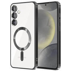 Husa compatibila cu Samsung Galaxy A55, Model MagSafe, contur Negru Husa compatibila cu Samsung Galaxy A55, Model MagSafe, contur Negru