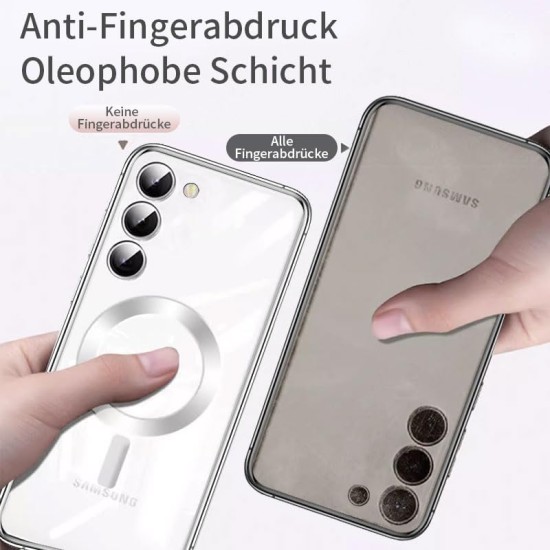 Husa compatibila cu Samsung Galaxy A55, ALC MOBILE, pentru telefon mobil cu protectie pentru camera, Tehnologie MagSafe, rezistenta la socuri, contur Albastru