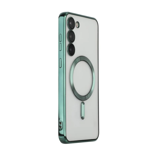 Husa compatibila cu Samsung Galaxy A55, ALC MOBILE, pentru telefon mobil cu protectie pentru camera, Tehnologie MagSafe, rezistenta la socuri, contur Verde