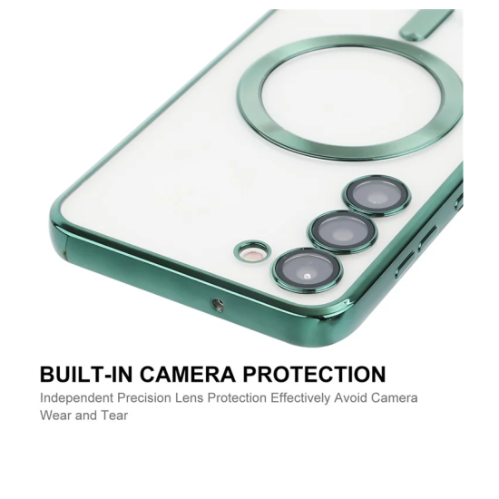 Husa compatibila cu Samsung Galaxy A06, ALC MOBILE, pentru telefon mobil cu protectie pentru camera, Tehnologie MagSafe, rezistenta la socuri, contur Verde