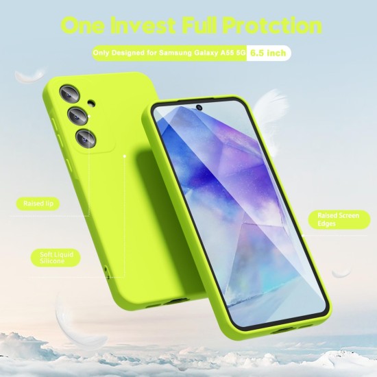 Husa Soft Touch, slim, ALC Mobile, anti soc, compatibila cu Samsung Galaxy A55, Verde Neon Tpu