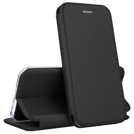 Pachet 2 in 1 – Folie Sticla Margine Neagra + Husa Flip Cover Negru, Compatibil cu Samsung Galaxy A56