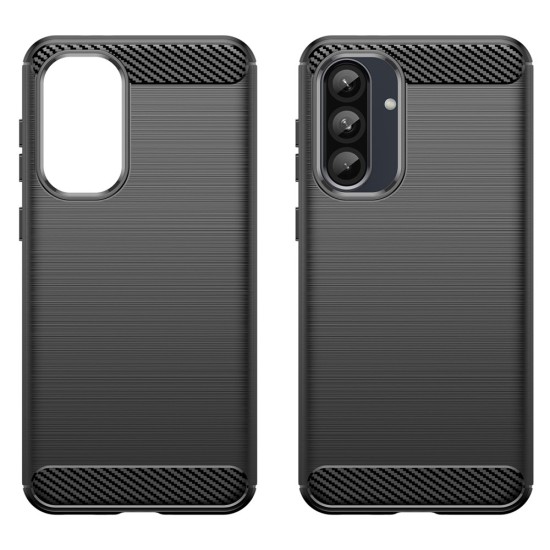 Husa compatibila cu Samsung Galaxy A36, TPU Slim, Protectie Anti Soc, Aspect Fibra de Carbon, Negru