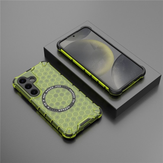 Husa compatibil cu Samsung Galaxy A56 cu protectie spate si margini anti-soc, Verde – Model Fagure Husa compatibil cu Samsung Galaxy A56 cu protectie spate si margini anti-soc, Verde – Model Fagure