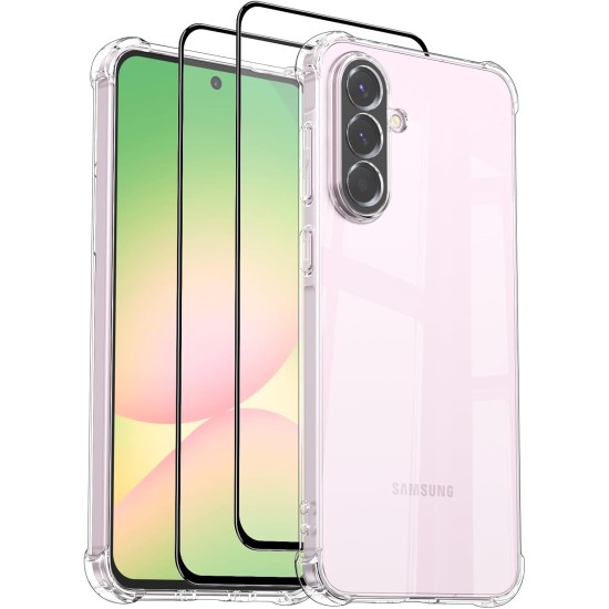 Pachet 2 in 1 – Folie Sticla Securizata + Husa Anti Soc Tranaparent, Compatibil cu Samsung Galaxy A56 Pachet 2 in 1 – Folie Sticla Securizata + Husa Anti Soc Tranaparent, Compatibil cu Samsung Galaxy A56