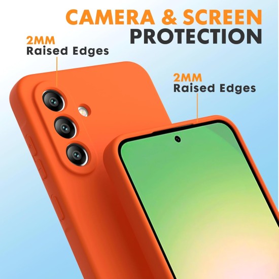 Pachet 2 in 1 – 2 Folii Sticla Margine Neagra + Husa Soft Touch Portocaliu, Compatibil cu Samsung Galaxy A56