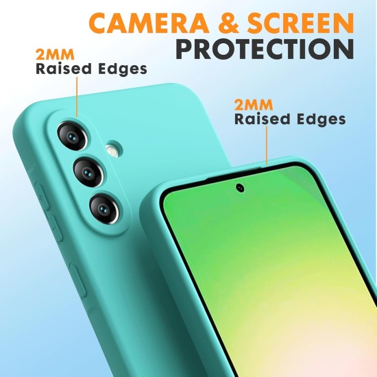 Pachet 2 in 1 – 2 Folii Sticla Margine Neagra + Husa Soft Touch Turqoise, Compatibil cu Samsung Galaxy A56