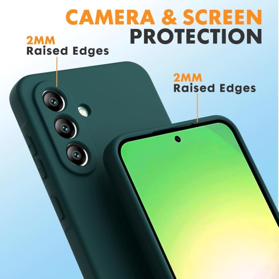 Pachet 2 in 1 – 2 Folii Sticla Margine Neagra + Husa Soft Touch Verde Inchis, Compatibil cu Samsung Galaxy A56