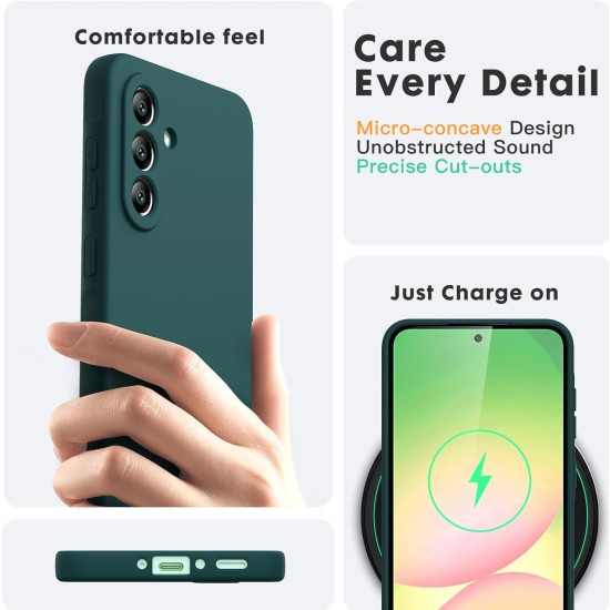 Pachet 2 in 1 – 2 Folii Sticla Margine Neagra + Husa Soft Touch Verde Inchis, Compatibil cu Samsung Galaxy A56