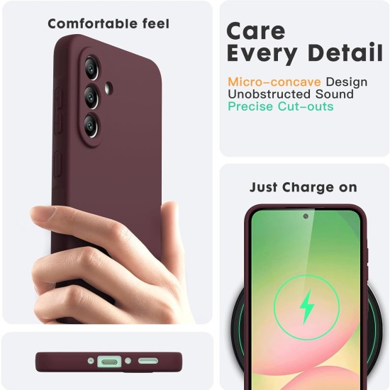 Pachet 2 in 1 – 2 Folii Sticla Margine Neagra + Husa Soft Touch Visiniu, Compatibil cu Samsung Galaxy A56