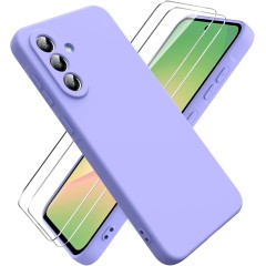 Pachet 2 in 1 – 2 Folii Sticla Margine Neagra + Husa Soft Touch Lila, Compatibil cu Samsung Galaxy A56