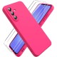 Pachet 2 in 1 – 2 Folii Sticla Margine Neagra + Husa Soft Touch Roz Aprins, Compatibil cu Samsung Galaxy A56