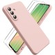 Pachet 2 in 1 – 2 Folii Sticla Margine Neagra + Husa Soft Touch Roz Pal, Compatibil cu Samsung Galaxy A56