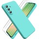 Pachet 2 in 1 – 2 Folii Sticla Margine Neagra + Husa Soft Touch Turqoise, Compatibil cu Samsung Galaxy A56