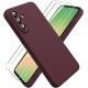 Pachet 2 in 1 – 2 Folii Sticla Margine Neagra + Husa Soft Touch Visiniu, Compatibil cu Samsung Galaxy A56
