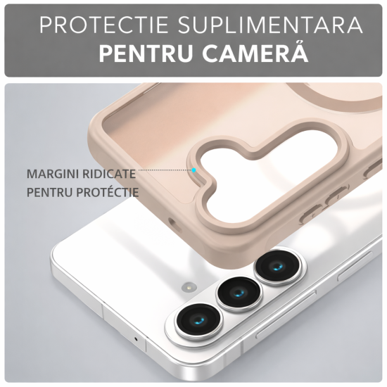 Husa Matte MagSafe pentru Samsung Galaxy S26, protectie completa, contur Bej