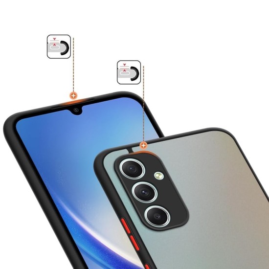 Husa hibrid ALC compatibila cu Samsung Galaxy A34 5G, husa de protectie rezistenta la zgarieturi, rezistenta la socuri, cadru TPU negru cu capac dur usor transparent pe spate