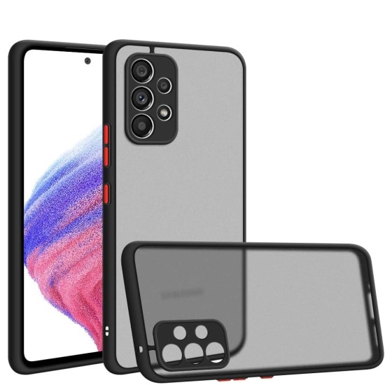 Husa hibrid ALC compatibila cu Samsung Galaxy A72, husa de protectie rezistenta la zgarieturi, rezistenta la socuri, cadru TPU negru cu capac dur usor transparent pe spate