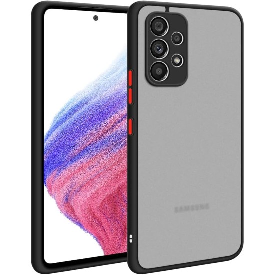 Husa hibrid ALC compatibila cu Samsung Galaxy A52, husa de protectie rezistenta la zgarieturi, rezistenta la socuri, cadru TPU negru cu capac dur usor transparent pe spate