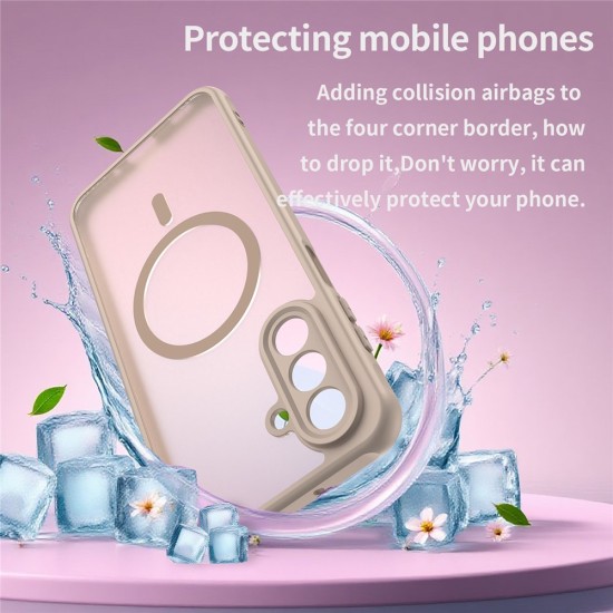 Husa Matte MagSafe pentru Samsung Galaxy A17, protectie completa, contur Bej
