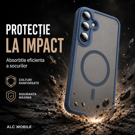 Husa pentru Samsung Galaxy A27, Matte MagSafe, Protectie 360, Anti-Soc, Protectie Camera, Albastru Husa pentru Samsung Galaxy A27, Matte MagSafe, Protectie 360, Anti-Soc, Protectie Camera, Albastru