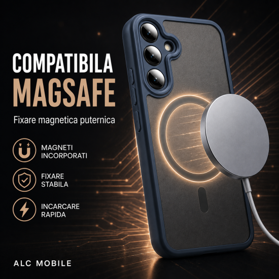 Husa pentru Samsung Galaxy A27, Matte MagSafe, Protectie 360, Anti-Soc, Protectie Camera, Albastru Husa pentru Samsung Galaxy A27, Matte MagSafe, Protectie 360, Anti-Soc, Protectie Camera, Albastru
