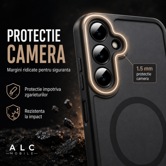 Husa pentru Samsung Galaxy A27, Matte MagSafe, Protectie 360, Anti-Soc, Protectie Camera, Negru