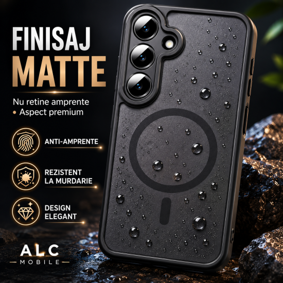 Husa pentru Samsung Galaxy A27, Matte MagSafe, Protectie 360, Anti-Soc, Protectie Camera, Negru