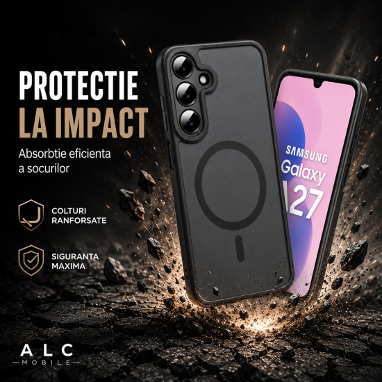 Husa pentru Samsung Galaxy A27, Matte MagSafe, Protectie 360, Anti-Soc, Protectie Camera, Negru