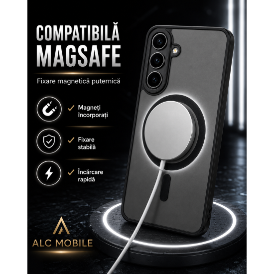 Husa pentru Samsung Galaxy A27, Matte MagSafe, Protectie 360, Anti-Soc, Protectie Camera, Negru
