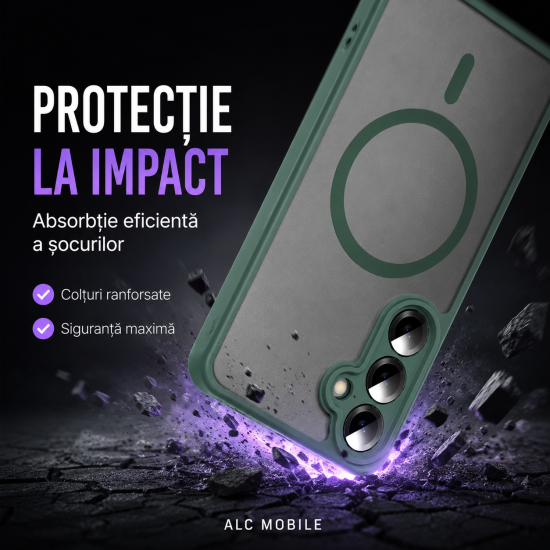 Husa pentru Samsung Galaxy A27, Matte MagSafe, Protectie 360, Anti-Soc, Protectie Camera, Verde