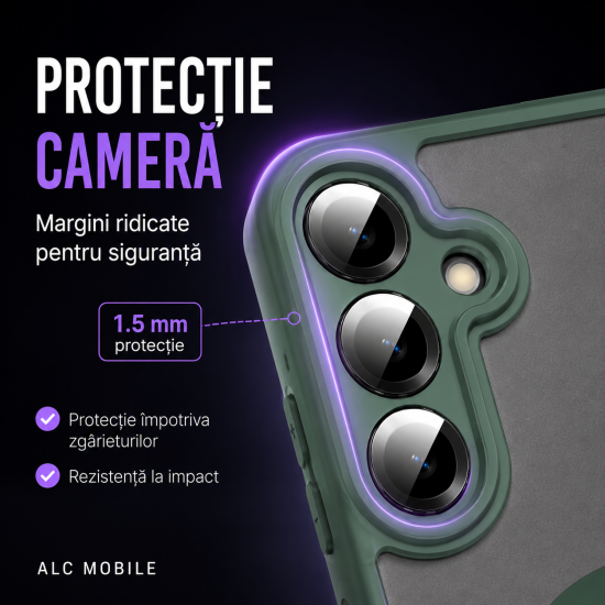 Husa pentru Samsung Galaxy A27, Matte MagSafe, Protectie 360, Anti-Soc, Protectie Camera, Verde