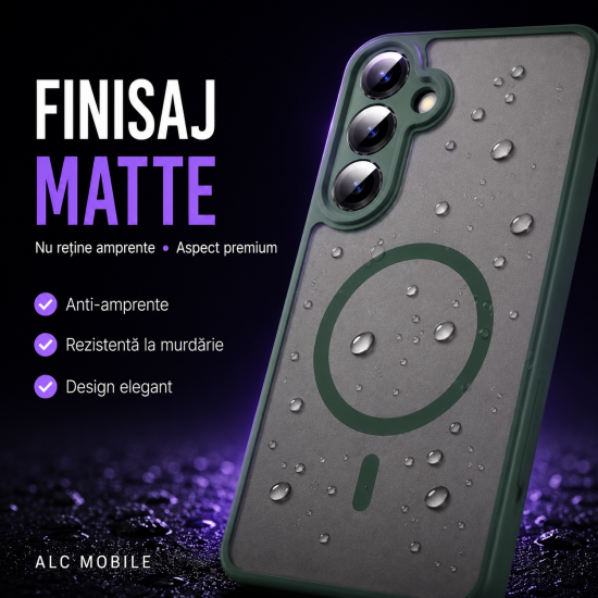 Husa pentru Samsung Galaxy A27, Matte MagSafe, Protectie 360, Anti-Soc, Protectie Camera, Verde