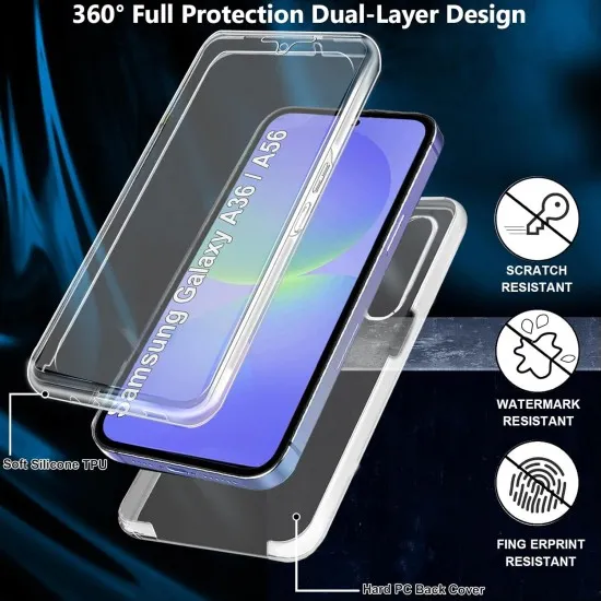 Husa 360 compatibila cu Samsung Galaxy A36 / A56 - V2 Transparent fata si spate Husa 360 compatibila cu Samsung Galaxy A36 / A56 - V2 Transparent fata si spate