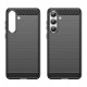 Husa compatibila cu Samsung Galaxy A37, TPU Slim, Protectie Anti Soc, Aspect Fibra de Carbon, Negru