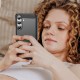 Husa compatibila cu Samsung Galaxy A37, TPU Slim, Protectie Anti Soc, Aspect Fibra de Carbon, Negru