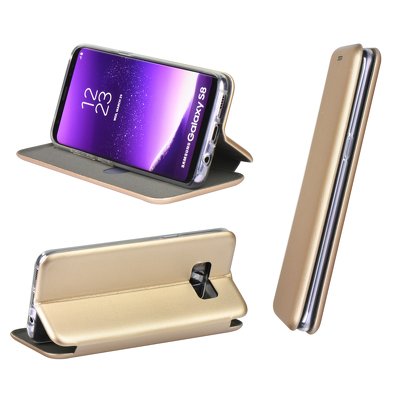 Husa Flip Cover Magnetic Pentru Samsung galaxy J3 2017, J330, Auriu