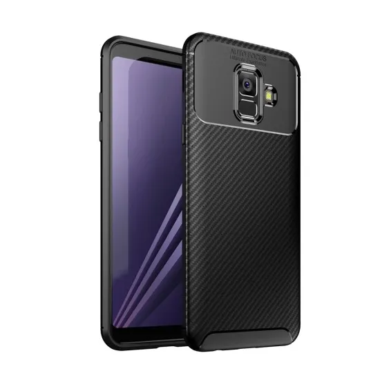 Husa Auto Focus Carbon Pentru Samsung Galaxy A6 2018, A600 - Negru Husa Auto Focus Carbon Pentru Samsung Galaxy A6 2018, A600 - Negru
