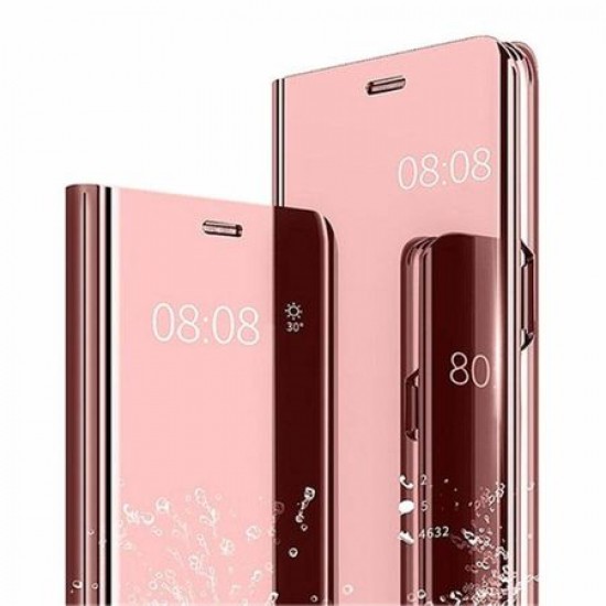 Husa Samsung, Galaxy J3 2017, J330 Clear View Flip Mirror Stand, Rose