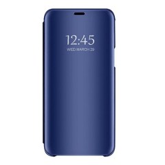 Husa compatibila cu Samsung Galaxy A21s Clear View Flip Mirror Stand, Blue Husa compatibila cu Samsung Galaxy A21s Clear View Flip Mirror Stand, Blue