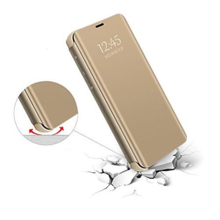 Husa Samsung, Galaxy A7 2018,A750F Clear View Flip Mirror Stand, Gold