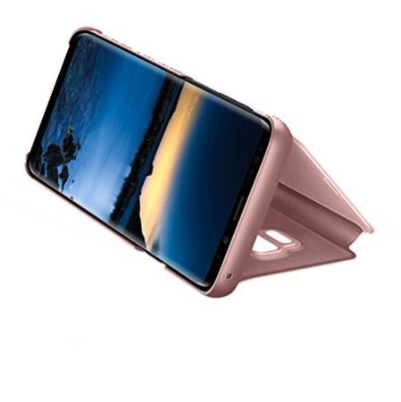 Husa Compatibila Cu Samsung Galaxy A21s Clear View Flip Mirror Stand, Roz