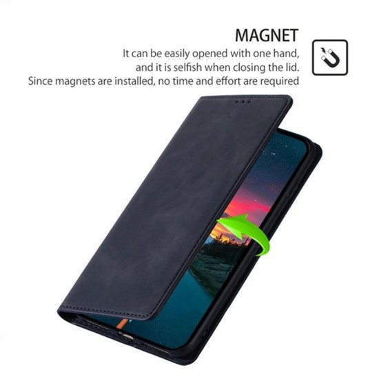 Husa Deluxe compatibila cu Samsung Galaxy A07 – Tip Carte, Piele Ecologica Negru, Functie Stand si Protectie 360