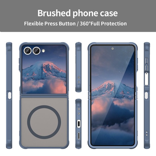 Husa Matte MagSafe pentru Samsung Galaxy Z Flip7 , protectie completa, contur albastru
