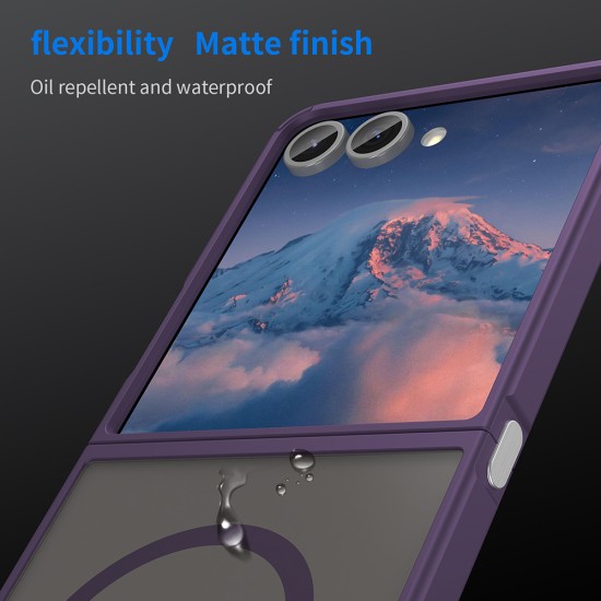 Husa Matte MagSafe pentru Samsung Galaxy Z Flip7 , protectie completa, contur mov