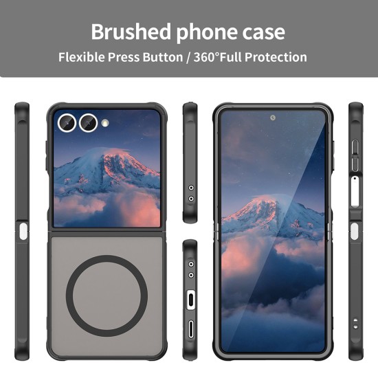 Husa Matte MagSafe pentru Samsung Galaxy Z Flip7 , protectie completa, contur negru