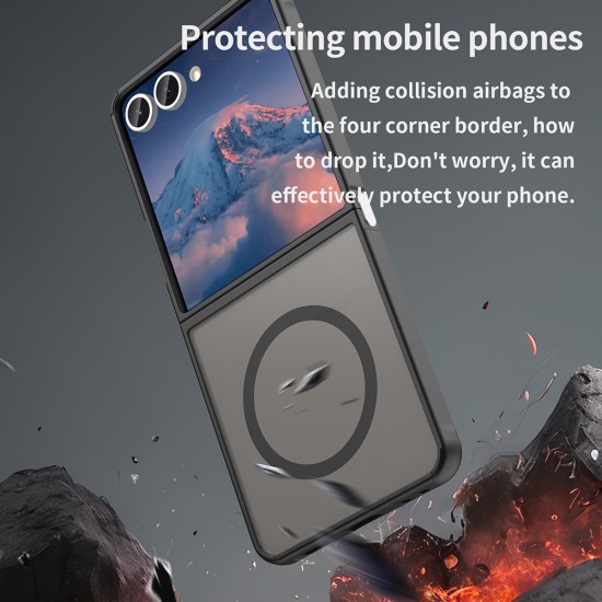 Husa Matte MagSafe pentru Samsung Galaxy Z Flip7 , protectie completa, contur negru