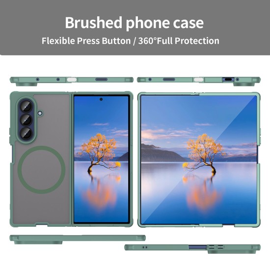 Husa Matte MagSafe pentru Samsung Galaxy Z Fold7, protectie completa, contur verde