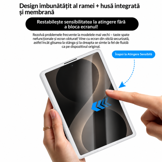 Husa pentru Samsung Galaxy Z Fold 8, Magnetica, Textura Piele Ecologica, Gri